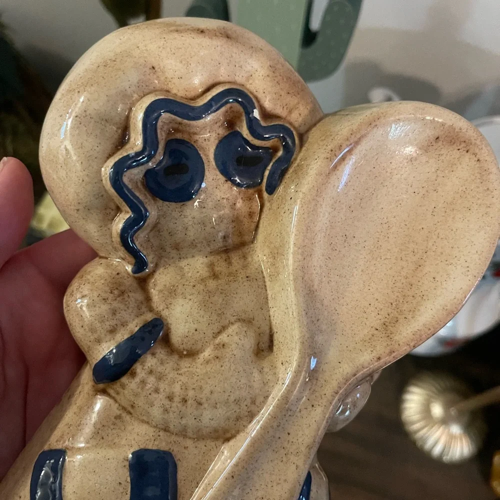 Vintage Burlap Doll Ceramic Spoon Rest